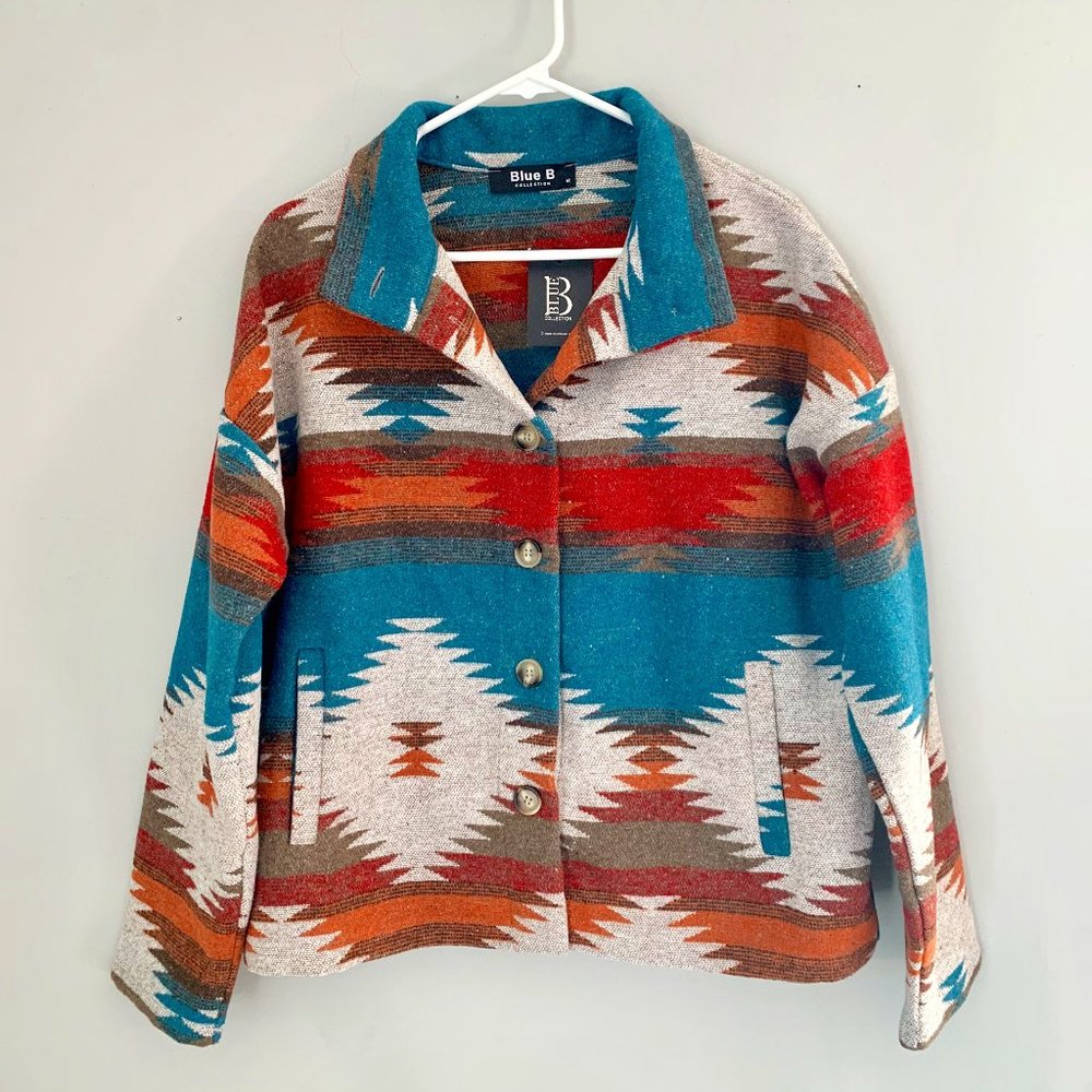 Southwest Patterned Button-Up Jacket, Size M, NWT